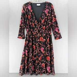 Morgan Taylor Mesh Dress Womens 1X Red Pink Watercolor Whimsigoth Fairy Y2K